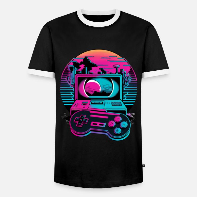 Konsole Controller Gaming - Männer Kontrast-T-Shirt - Schwarz/Weiß