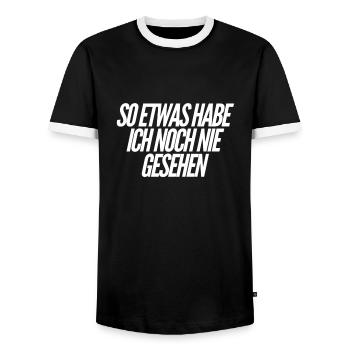 ich wundere mich - Männer Kontrast-T-Shirt - Schwarz/Weiß - Vorne - AI Model Female 172 light (172cm) & AI Model Male 178 light (178cm)