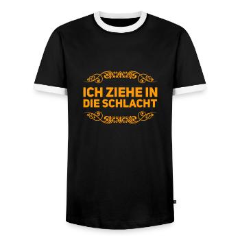 in die Schlacht ziehen - Männer Kontrast-T-Shirt - Schwarz/Weiß - Vorne - AI Model Female 172 light (172cm) & AI Model Male 178 light (178cm)