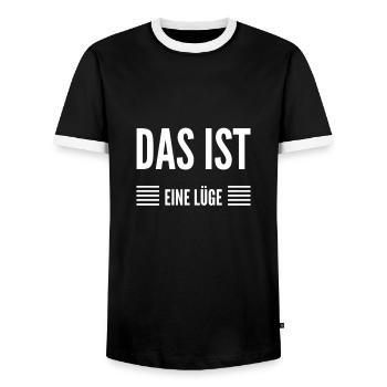 Lügen über Lügen - Männer Kontrast-T-Shirt - Schwarz/Weiß - Vorne - AI Model Female 172 light (172cm) & AI Model Male 178 light (178cm)