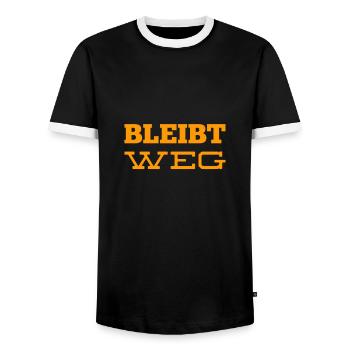 ich wünsche mir Abstand - Männer Kontrast-T-Shirt - Schwarz/Weiß - Vorne - AI Model Female 172 light (172cm) & AI Model Male 178 light (178cm)