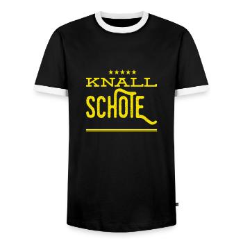 so sieht eine Knallschote aus - Männer Kontrast-T-Shirt - Schwarz/Weiß - Vorne - AI Model Female 172 light (172cm) & AI Model Male 178 light (178cm)
