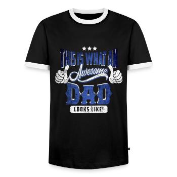 This is what an awesome Dad looks like - Vatertag - Men's Ringer Shirt - black/white - Front - AI Model Female 172 light (172cm) & AI Model Male 178 light (178cm)