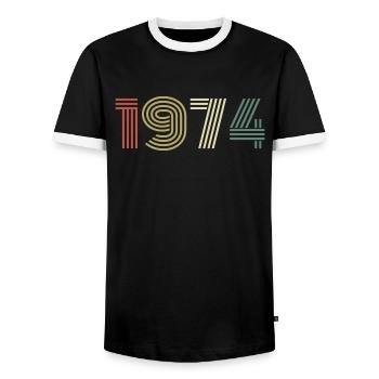 1974 Anniversaire Millésime 1974 Cadeau 1974 - T-shirt contrasté Homme - noir/blanc - Devant - AI Model Female 172 light (172cm) & AI Model Male 178 light (178cm)