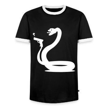 funny snake - Men's Ringer Shirt - black/white - Front - AI Model Female 172 light (172cm) & AI Model Male 178 light (178cm)