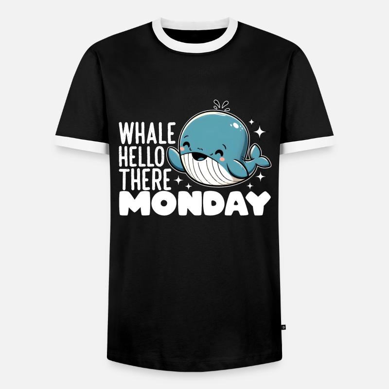 WHALE HELLO THERE MONDAY - Men's Ringer Shirt - black/white