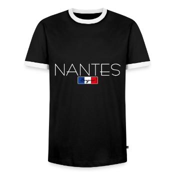 NANTES FRANKREICH URLAUB SOMMER PARTY (w) - Männer Kontrast-T-Shirt - Schwarz/Weiß - Vorne - AI Model Female 172 light (172cm) & AI Model Male 178 light (178cm)