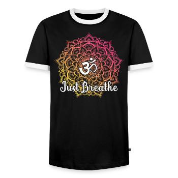 Just Namaste Breathe Yoga Mandala Zen Lotus Tattoo - Männer Kontrast-T-Shirt - Schwarz/Weiß - Vorne - AI Model Female 172 light (172cm) & AI Model Male 178 light (178cm)