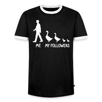 Ich Meine Follower Gänse Liebhaber Gans Züchter - Männer Kontrast-T-Shirt - Schwarz/Weiß - Vorne - AI Model Female 172 light (172cm) & AI Model Male 178 light (178cm)
