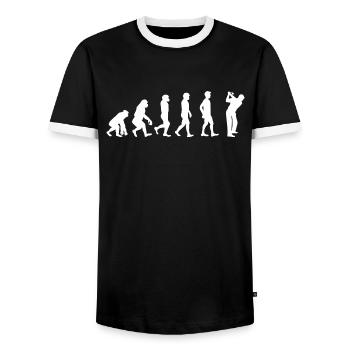 Evolution Golf - Männer Kontrast-T-Shirt - Schwarz/Weiß - Vorne - AI Model Female 172 light (172cm) & AI Model Male 178 light (178cm)