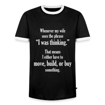 Déménagement Maison Appartement Rénovation Artisanat Construction - T-shirt contrasté Homme - noir/blanc - Devant - AI Model Female 172 light (172cm) & AI Model Male 178 light (178cm)