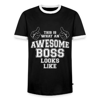 Cool C'est ce qu'un super patron ressemble à des cadeaux - T-shirt contrasté Homme - noir/blanc - Devant - AI Model Female 172 light (172cm) & AI Model Male 178 light (178cm)