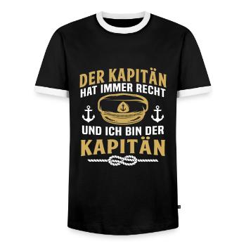 der kapitän - Männer Kontrast-T-Shirt - Schwarz/Weiß - Vorne - AI Model Female 172 light (172cm) & AI Model Male 178 light (178cm)