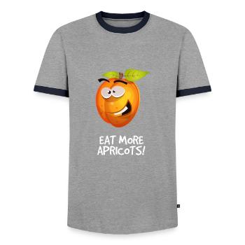 Apricot funny saying fruits man woman child - Men's Ringer Shirt - grey/navy  - Front - AI Model Female 172 light (172cm) & AI Model Male 178 light (178cm)