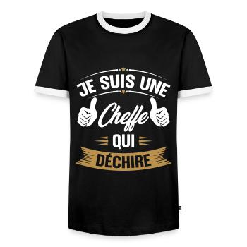 Je suis une cheffe qui déchire - T-shirt contrasté Homme - noir/blanc - Devant - AI Model Female 172 light (172cm) & AI Model Male 178 light (178cm)