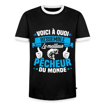 Le meilleur pêcheur du monde Cadeau pêcheur - T-shirt contrasté Homme - noir/blanc - Devant - AI Model Female 172 light (172cm) & AI Model Male 178 light (178cm)