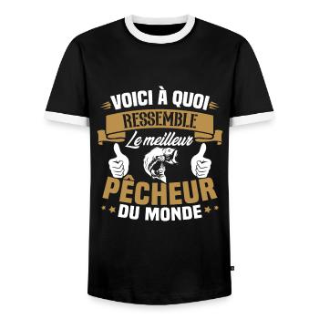 Le meilleur pêcheur du monde Cadeau pêcheur - T-shirt contrasté Homme - noir/blanc - Devant - AI Model Female 172 light (172cm) & AI Model Male 178 light (178cm)