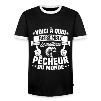 Le meilleur pêcheur du monde Cadeau pêcheur - T-shirt contrasté Homme - noir/blanc - Devant - AI Model Female 172 light (172cm) & AI Model Male 178 light (178cm)