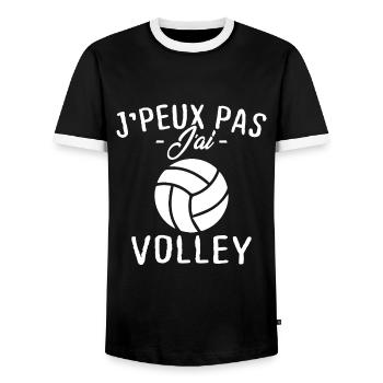 Je peux pas j'ai volley - T-shirt contrasté Homme - noir/blanc - Devant - AI Model Female 172 light (172cm) & AI Model Male 178 light (178cm)