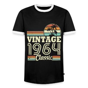 Vintage 1964 Classic, Cadeau D'anniversaire 59 Ans - T-shirt contrasté Homme - noir/blanc - Devant - AI Model Female 172 light (172cm) & AI Model Male 178 light (178cm)