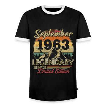 Vintage Retro September 1963 Geburtstagsgeschenk - Männer Kontrast-T-Shirt - Schwarz/Weiß - Vorne - AI Model Female 172 light (172cm) & AI Model Male 178 light (178cm)