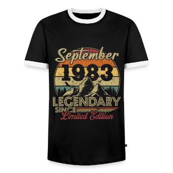 Vintage Retro Septembre 1983 Cadeau d’anniversaire - T-shirt contrasté Homme - noir/blanc - Devant - AI Model Female 172 light (172cm) & AI Model Male 178 light (178cm)