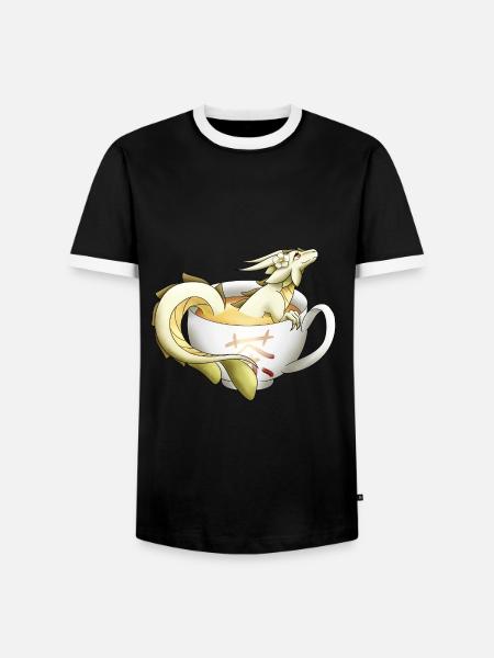 White Tea Dragon - Men's Ringer Shirt - black/white