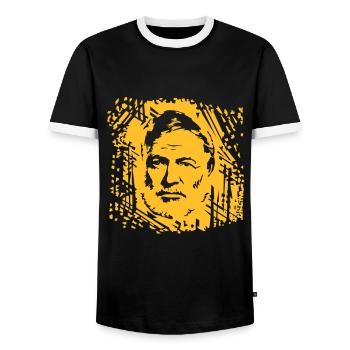 Hemingway - Men's Ringer Shirt - black/white - Front - AI Model Female 172 light (172cm) & AI Model Male 178 light (178cm)
