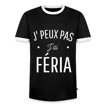 JE PEUX PAS J'AI FÊTE pastis corrida féria humour - T-shirt contrasté Homme - noir/blanc - Devant - AI Model Female 172 light (172cm) & AI Model Male 178 light (178cm)