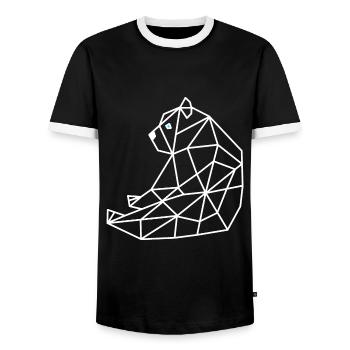 Bear Geometric Line - Men's Ringer Shirt - black/white - Front - AI Model Female 172 light (172cm) & AI Model Male 178 light (178cm)