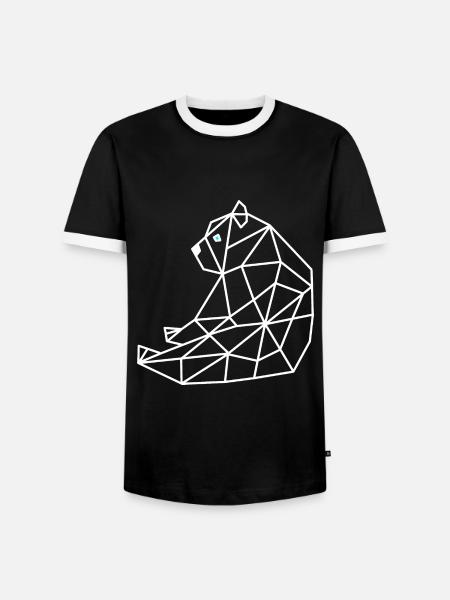 Bear Geometric Line - Men's Ringer Shirt - black/white