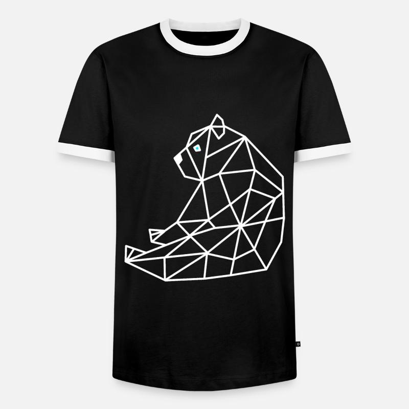 Bear Geometric Line - Men's Ringer Shirt - black/white