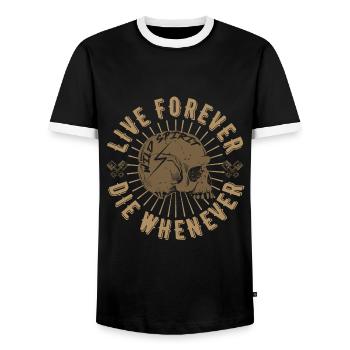 Live Forever Skull - Männer Kontrast-T-Shirt - Schwarz/Weiß - Vorne - AI Model Female 172 light (172cm) & AI Model Male 178 light (178cm)