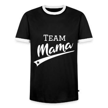 Team mom in vintage style with star | bestseller - Men's Ringer Shirt - black/white - Front - AI Model Female 172 light (172cm) & AI Model Male 178 light (178cm)