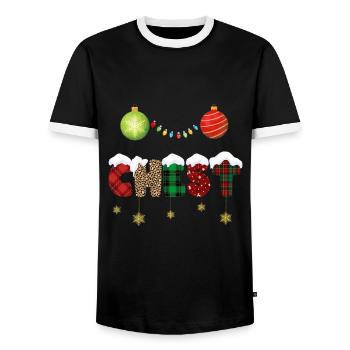 Nüsse Kastanien Weihnachtspaare Passen - Männer Kontrast-T-Shirt - Schwarz/Weiß - Vorne - AI Model Female 172 light (172cm) & AI Model Male 178 light (178cm)
