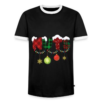 Nüsse Kastanien Weihnachtspaare Passen - Männer Kontrast-T-Shirt - Schwarz/Weiß - Vorne - AI Model Female 172 light (172cm) & AI Model Male 178 light (178cm)