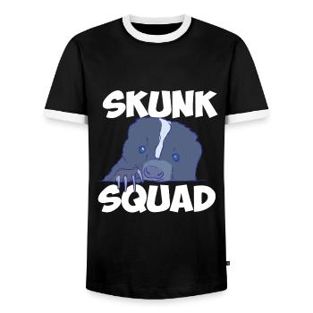 Skunk Squad - Men's Ringer Shirt - black/white - Front - AI Model Female 172 light (172cm) & AI Model Male 178 light (178cm)