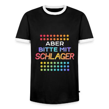 Aber bitte mit Schlager - Männer Kontrast-T-Shirt - Schwarz/Weiß - Vorne - AI Model Female 172 light (172cm) & AI Model Male 178 light (178cm)