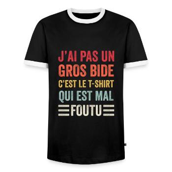 J'ai Pas un Gros Bide C'est Le T-shirt - T-shirt contrasté Homme - noir/blanc - Devant - AI Model Female 172 light (172cm) & AI Model Male 178 light (178cm)