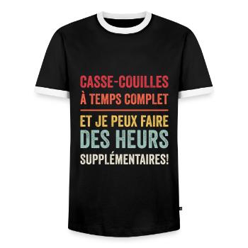 Casse Couilles à Temps Complet - T-shirt contrasté Homme - noir/blanc - Devant - AI Model Female 172 light (172cm) & AI Model Male 178 light (178cm)