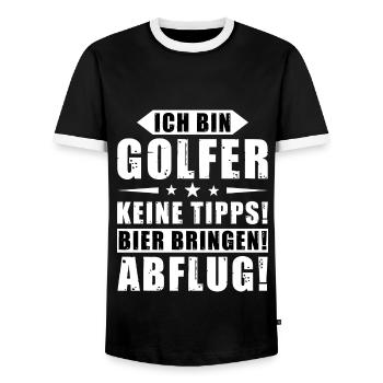 Ich bin Golfer - Keine Tipps! Bier bringen! - Männer Kontrast-T-Shirt - Schwarz/Weiß - Vorne - AI Model Female 172 light (172cm) & AI Model Male 178 light (178cm)