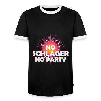 Pas de Schlager, pas de fête - T-shirt contrasté Homme - noir/blanc - Devant - AI Model Female 172 light (172cm) & AI Model Male 178 light (178cm)