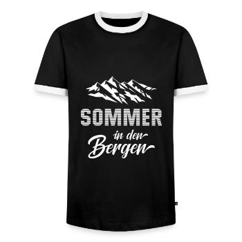 Sommer in den Bergen - Männer Kontrast-T-Shirt - Schwarz/Weiß - Vorne - AI Model Female 172 light (172cm) & AI Model Male 178 light (178cm)