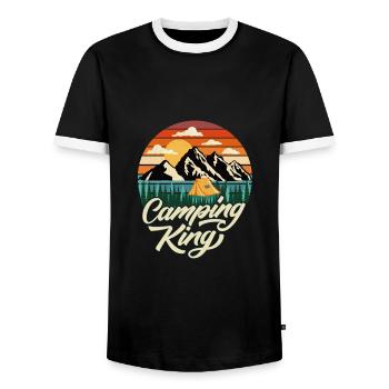 Camping - Männer Kontrast-T-Shirt - Schwarz/Weiß - Vorne - AI Model Female 172 light (172cm) & AI Model Male 178 light (178cm)