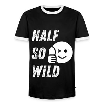 half so wild - halb so wild - Männer Kontrast-T-Shirt - Schwarz/Weiß - Vorne - AI Model Female 172 light (172cm) & AI Model Male 178 light (178cm)