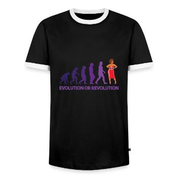 Drag queen evolution or revolution - Men's Ringer Shirt - black/white - Front - AI Model Female 172 light (172cm) & AI Model Male 178 light (178cm)