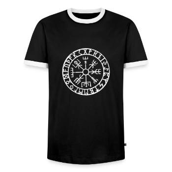 Vegvisir Wikinger Kompass Nordische Mystische Rune - Männer Kontrast-T-Shirt - Schwarz/Weiß - Vorne - AI Model Female 172 light (172cm) & AI Model Male 178 light (178cm)