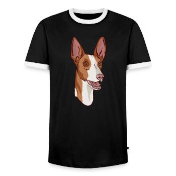 Podenco Hundekopfporträt - Männer Kontrast-T-Shirt - Schwarz/Weiß - Vorne - AI Model Female 172 light (172cm) & AI Model Male 178 light (178cm)