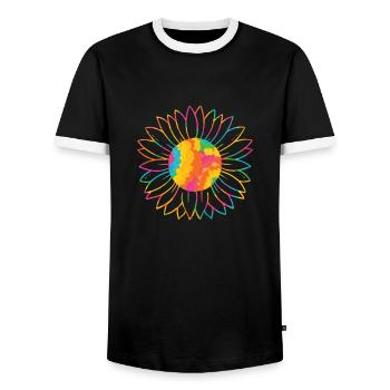 Bunte Sonnenblume Bunte Sonnenblumen Welt - Männer Kontrast-T-Shirt - Schwarz/Weiß - Vorne - AI Model Female 172 light (172cm) & AI Model Male 178 light (178cm)