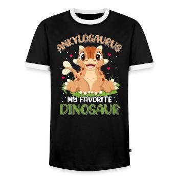 Ankylosaurus Dinosaur Gift Kids - Men's Ringer Shirt - black/white - Front - AI Model Female 172 light (172cm) & AI Model Male 178 light (178cm)